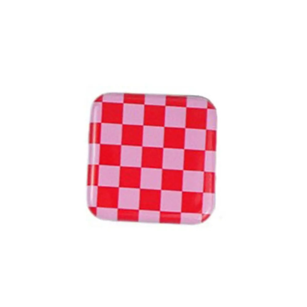 Plaid Checkerboard Folding Mirror – Portable Makeup Accessory for Travel