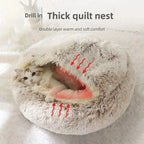 Semi-Enclosed Plush Pet Bed – Warm Winter Shell Nest for Cats and Small Dogs