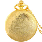 Vintage Hollow Chinese Dragon Pocket Watch – Roman Numeral Necklace Gift