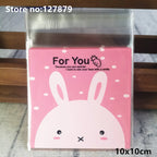 Self-Adhesive Bow-Knot Cookie Bags – 10x10cm Plastic Packaging for Parties