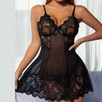 Lace Lingerie Set – Sheer Suspender Nightdress for Sexy Sleepwear
