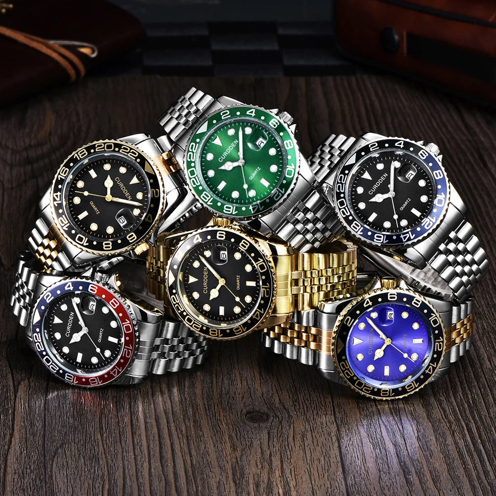 Golden Stainless Steel Quartz Watch – Elegant Analog Fashion for Women