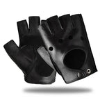 Mens Fingerless Leather Gloves – Goatskin Motorcycle Driving for Cycling