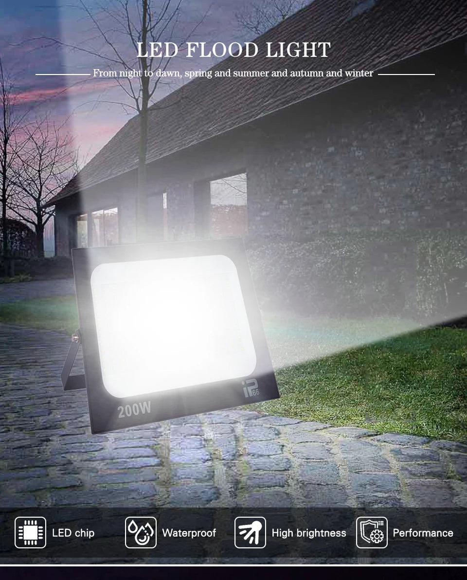 LED Flood Light – IP66 Waterproof Spotlight for Outdoor Garage and Street