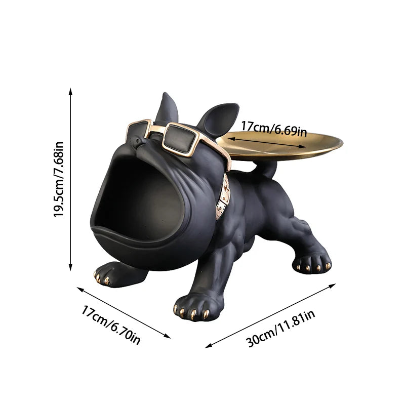 Bulldog Key Storage Tray – Decorative Resin Figurine for Entryway Decor
