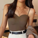Women's Double Strap Crop Top – Slim Fit Solid Color Vest for Sport