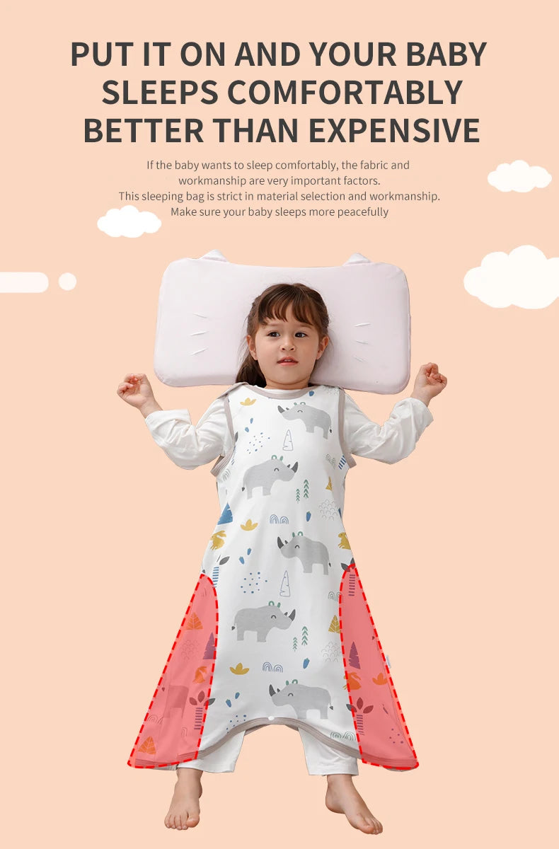 0.5 TOG Baby Sleeping Bag – Cartoon Print Cotton Sleeveless Sleep Sack for Summer