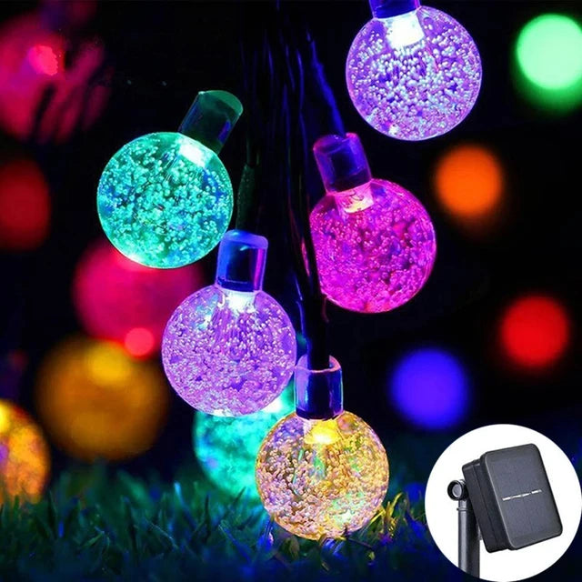 Solar Crystal Globe LED String Lights – 60 LED Waterproof Fairy Lights for Outdoor Garden Decor
