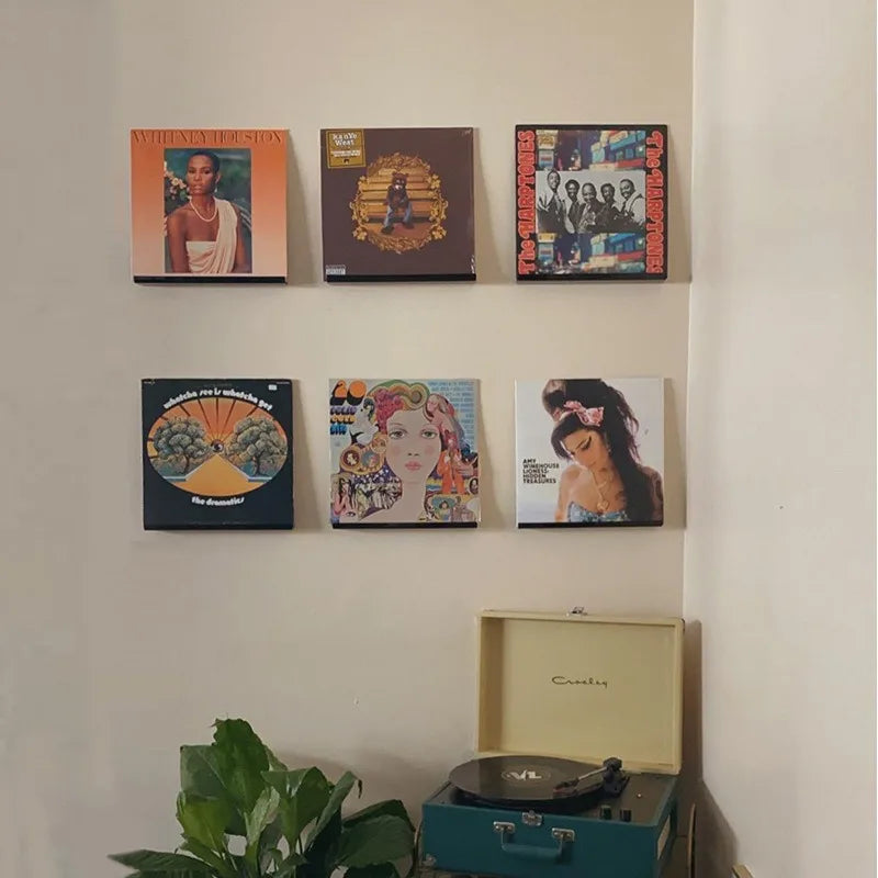Acrylic Wall-Mounted Record Shelf – Transparent Display for Vinyl Collection