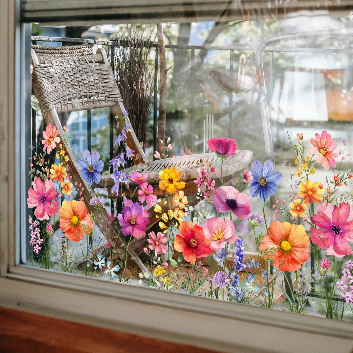 Floral Butterfly Window Decals – Electrostatic Glass Clings for Home Decor
