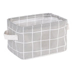 Foldable Cotton Linen Storage Basket – Small Desktop Organizer for Home