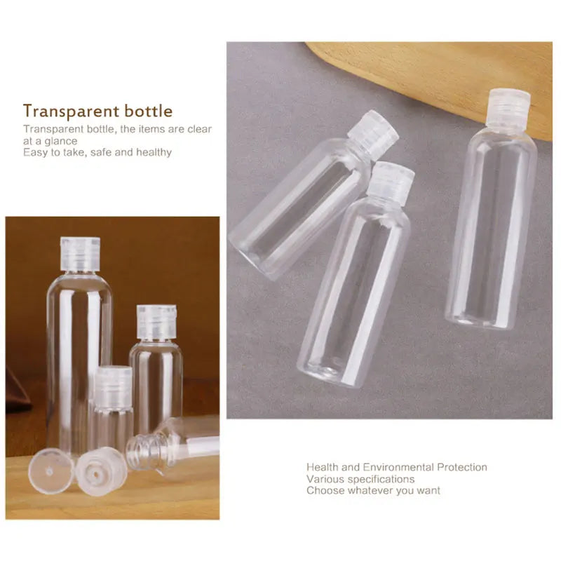 Clear PET Flip Lid Bottles – Travel Size Cosmetic Containers for Liquid Samples