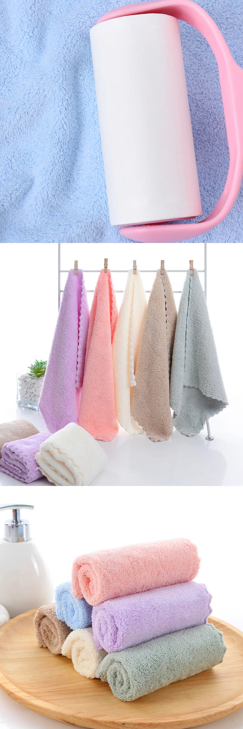 Coral Fleece Microfiber Towels – Thickened Soft Absorbent Cloth for Home Bath