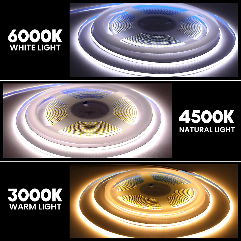 Flexible COB LED Strip Light – High Density Battery Powered for Night Decor