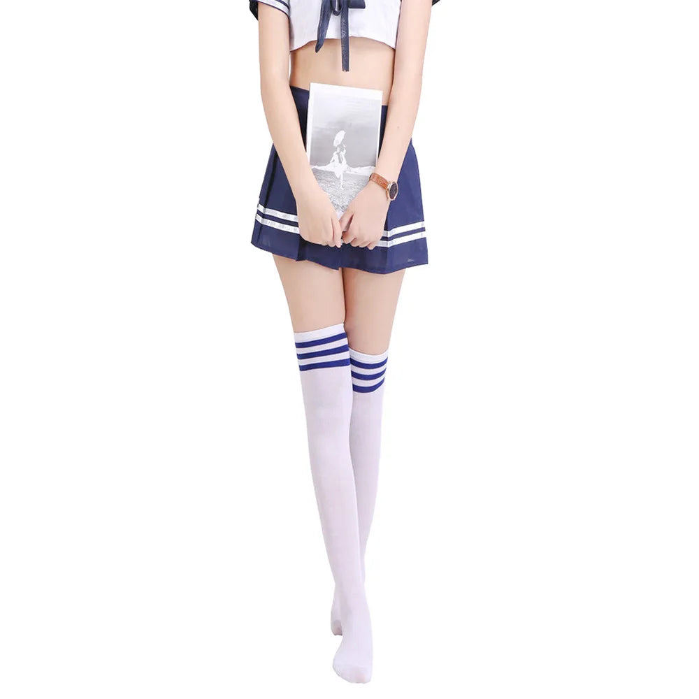 Schoolgirl Uniform Costume – Pleated Skirt and Stockings for Cosplay Party