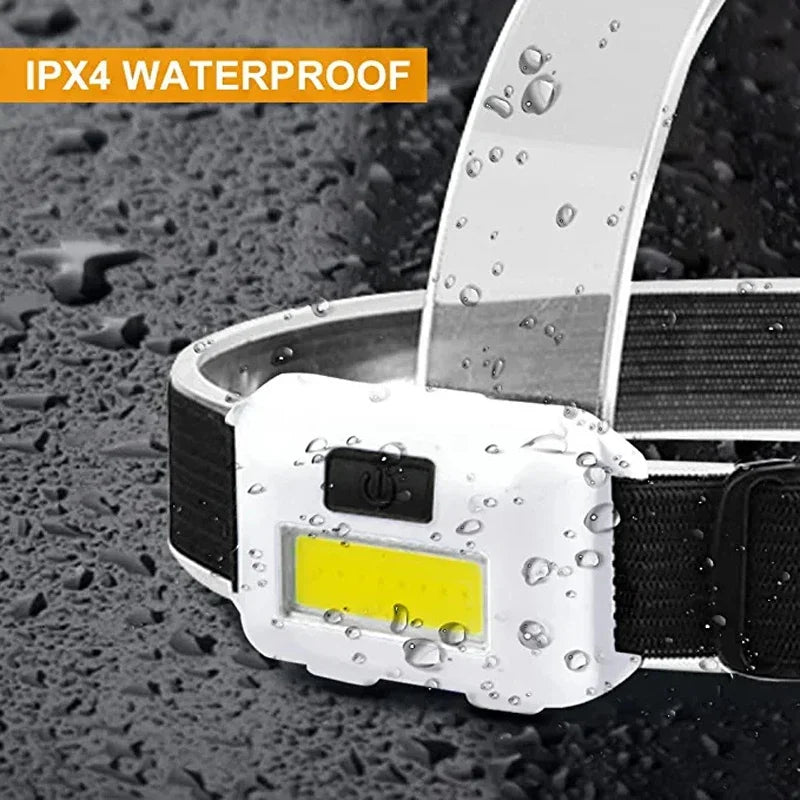LED COB Headlamp – Waterproof Bright Flashlight for Outdoor Camping and Kids