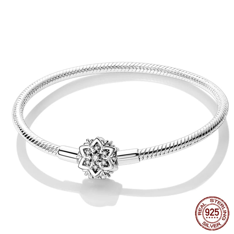 925 Sterling Silver Charm Bracelet – Adjustable Green Zircon for Birthday Gifts