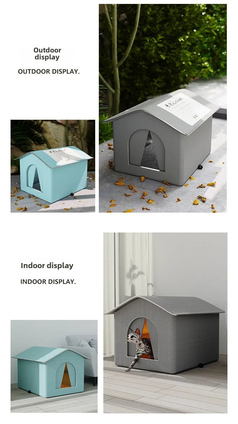 Waterproof Outdoor Pet House – Foldable Winter Cave for Small Dogs and Cats