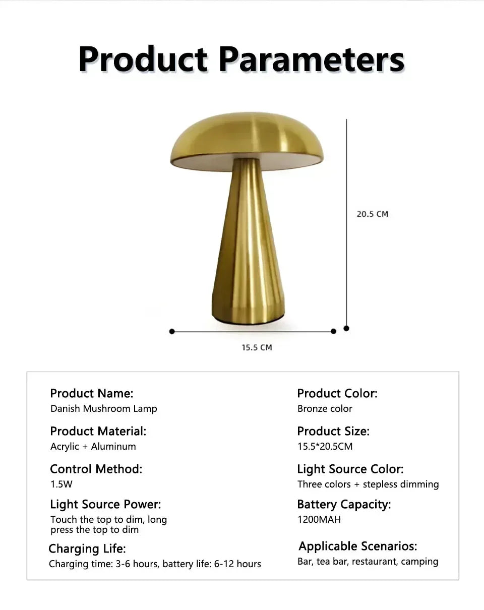 Mushroom Table Lamp – Iron Art Modern Decor for Bedroom Bedside Lighting