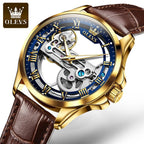 Automatic Skeleton Mechanical Watch – Leather Strap for Luxury Mens Formal Wear