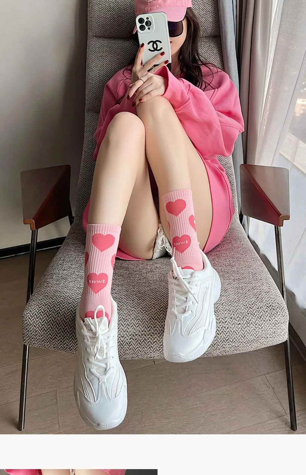 Cotton Strawberry Heart Crew Socks – Cute Women's Casual Fashion Hosiery