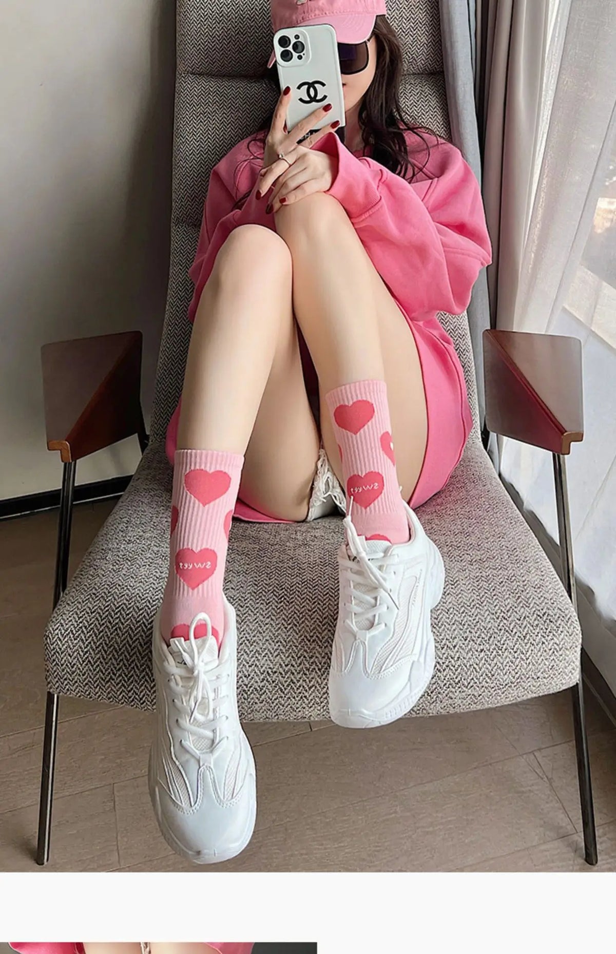 Cotton Strawberry Heart Crew Socks – Cute Women's Casual Fashion Hosiery