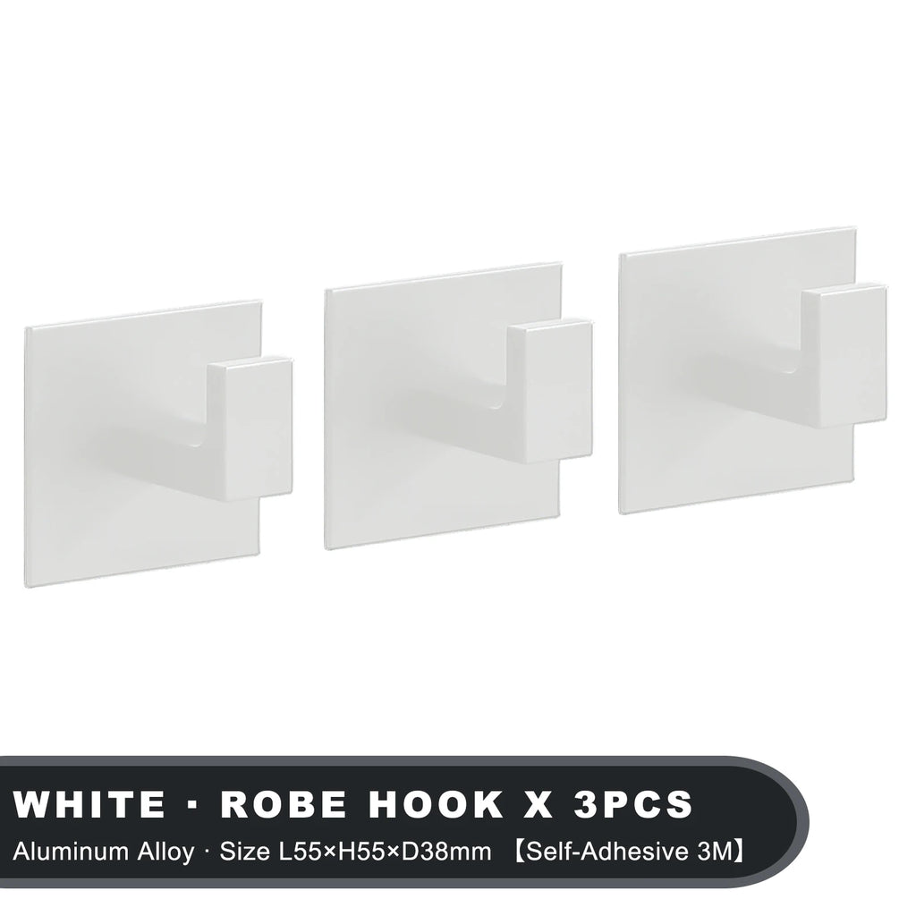 Adhesive Wall Hooks – Heavy Duty Black Hangers for Bathroom and Kitchen