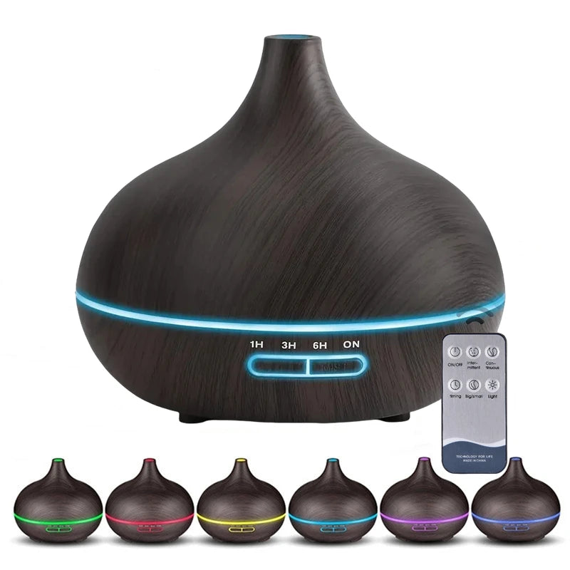 Wood Grain Aroma Diffuser – 550ml USB Humidifier for Home Relaxation