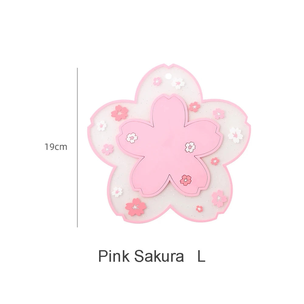 Sakura Cherry Blossom Coaster – Silicone Heat Insulation Mat for Tea Mugs