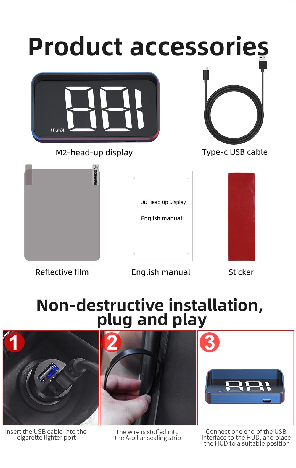 GPS Digital Head Up Display – Windshield Speedometer for Universal Auto