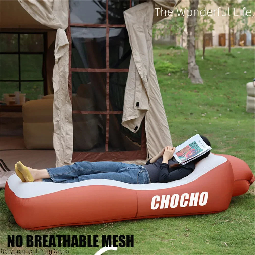 Inflatable Sofa Bed – Extra Wide Non-Roll Air Lounger for Beach and Garden