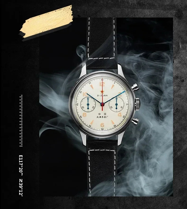 Vintage Pilot Chronograph – 42mm Automatic Waterproof Watch for Men