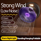 Rechargeable 3-in-1 Portable Fan – Multifunctional Cooling for Home and Travel