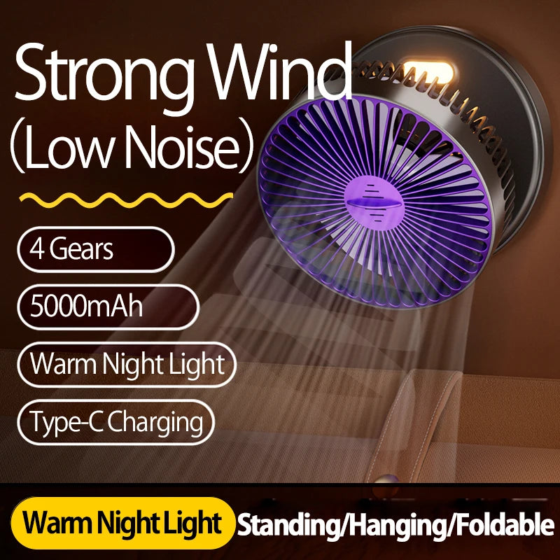 Rechargeable 3-in-1 Portable Fan – Multifunctional Cooling for Home and Travel