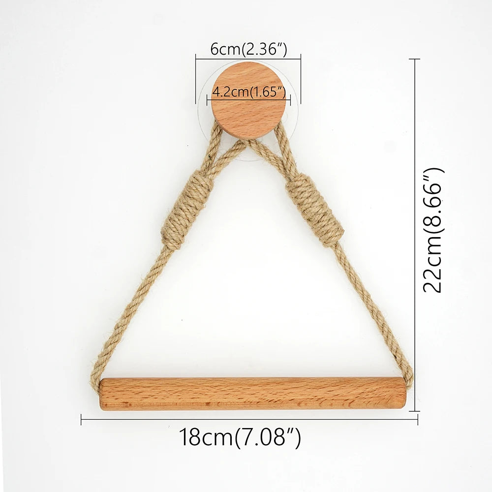 Adhesive Hemp Paper Towel Holder – Wall Mounted Rack for Bathroom Storage