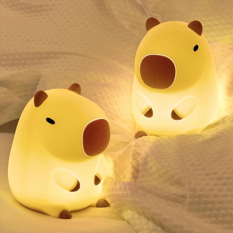 Silicone Capybara Night Light – Rechargeable Animal Bedside Lamp for Kids