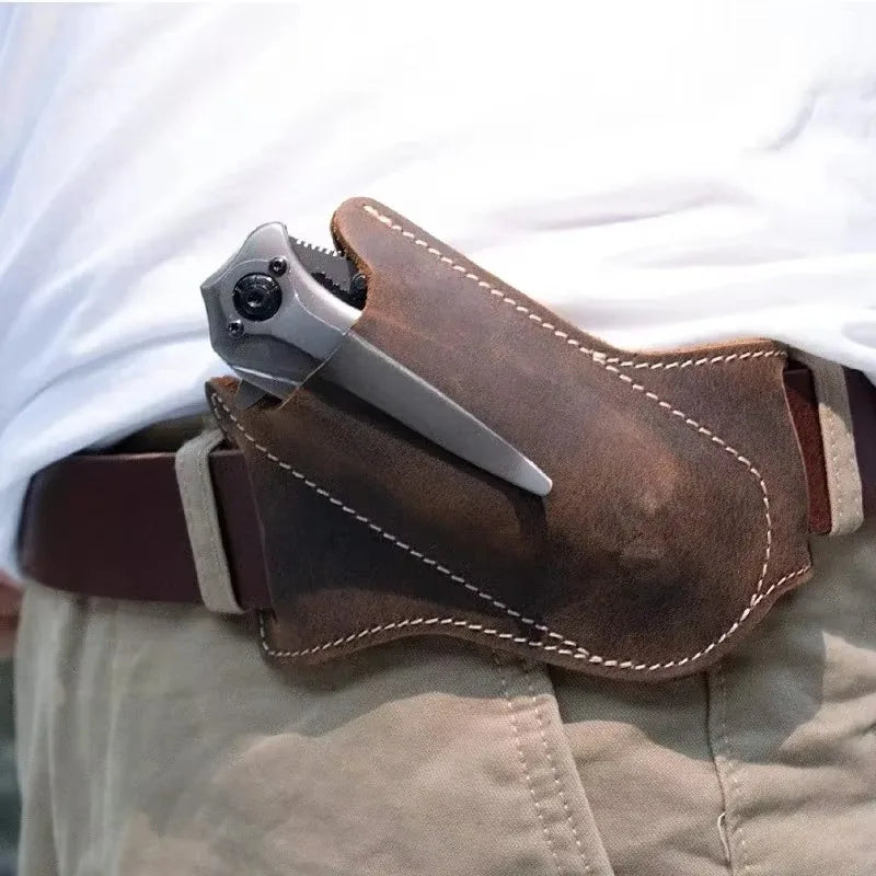 PU Leather Folding Knife Sheath – Anti-Scratch Belt Holder for Camping Tools
