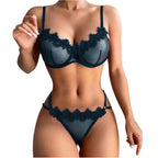 Lace Mesh Lingerie Set – See-through Floral Embroidery for Romantic Evenings