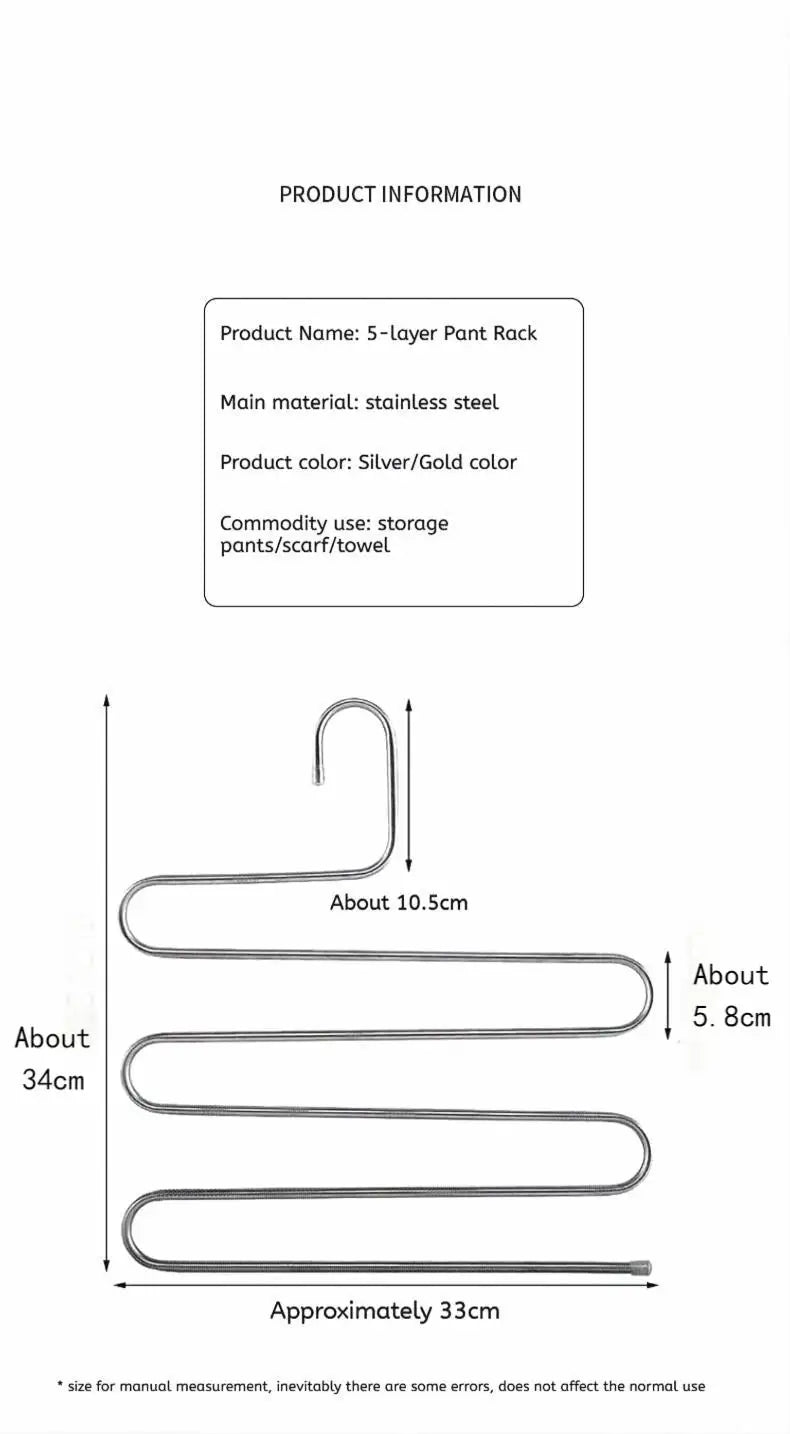 5-Tier Multi-functional Pants Hanger – Non-slip Closet Storage Organizer
