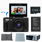 4K Digital Camera – 64MP Vlogging Compact with Flip Screen for Photography