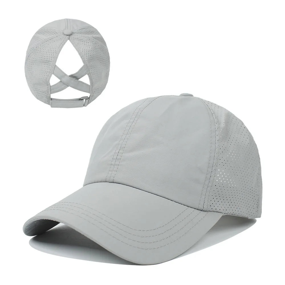 Ponytail Baseball Cap – Quick-Drying Mesh Visor for Outdoor Athleisure