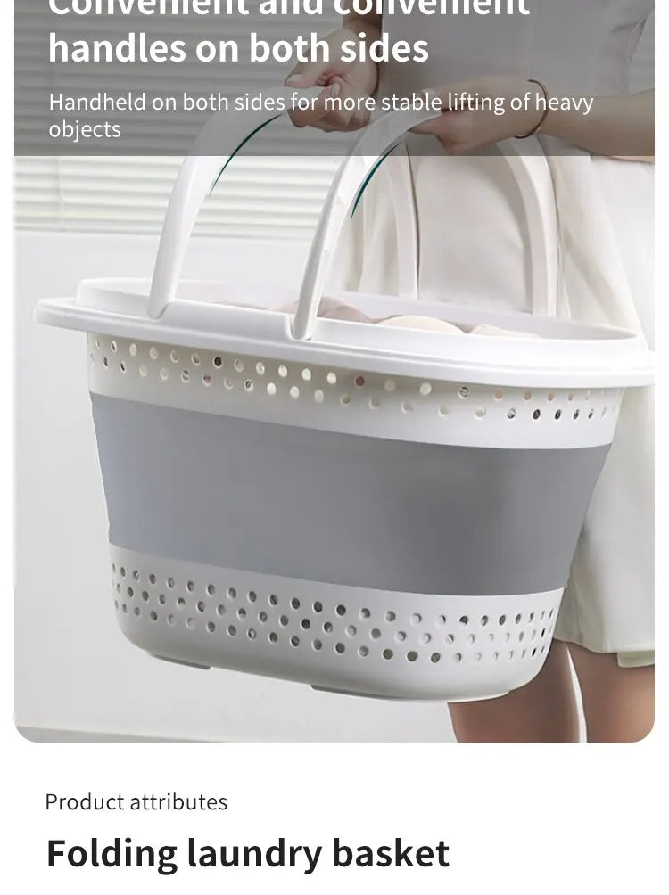 Collapsible Plastic Laundry Basket – Large Folding Storage for Home Organization