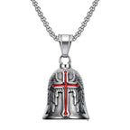 Vintage Jesus Cross Bell Pendant – Religious Biker Necklace for Men