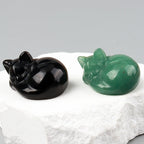 Carved Crystal Cat Figurine – Natural Stone Animal Statue for Home Decor