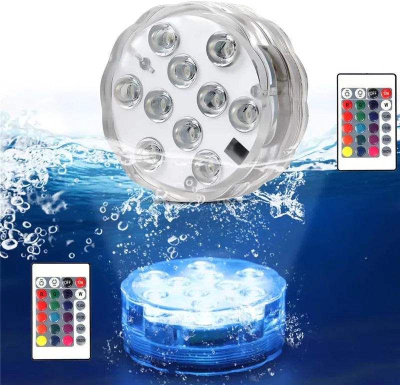 RGB LED Submersible Light – Waterproof Battery Operated Decor for Pool Parties