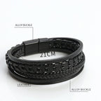 Tiger Eye Leather Bracelet – Multi-Layer Beaded Jewelry for Men