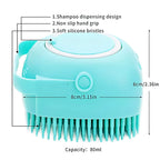 Silicone Pet Grooming Brush – Shampoo Dispenser for Dogs and Cats Bathing