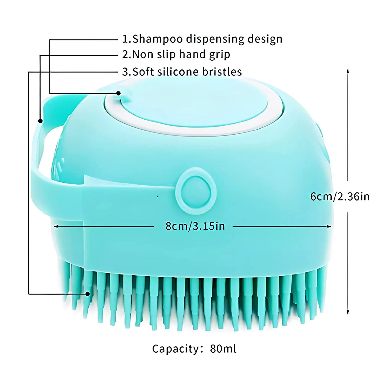 Silicone Pet Grooming Brush – Shampoo Dispenser for Dogs and Cats Bathing