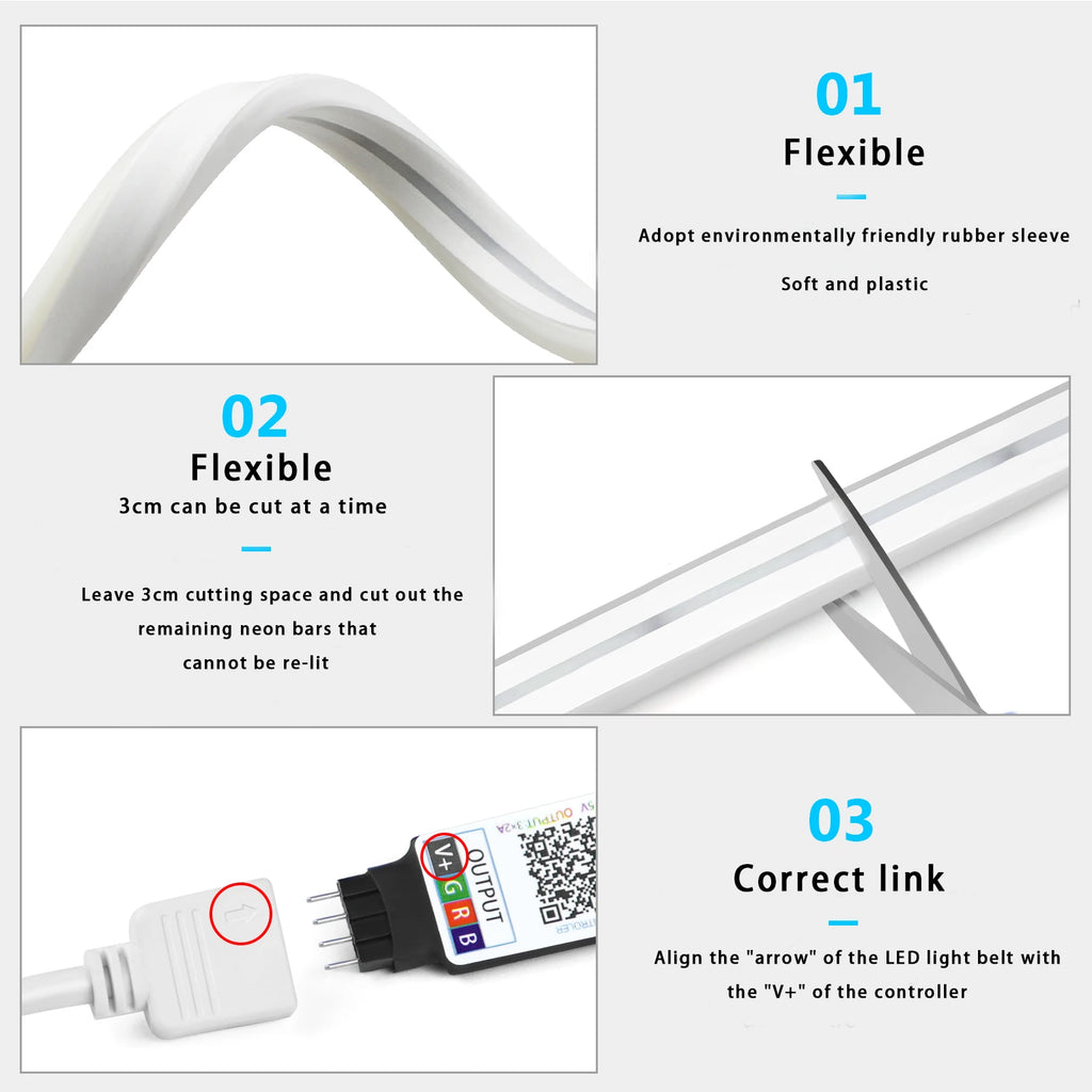Smart RGB Neon LED Strip – WiFi App Controlled Light for Home Gaming Decor