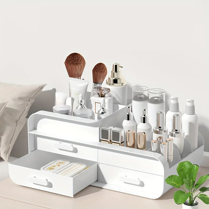 Large Plastic Makeup Organizer – Multi-Drawer Storage for Vanity Desktop